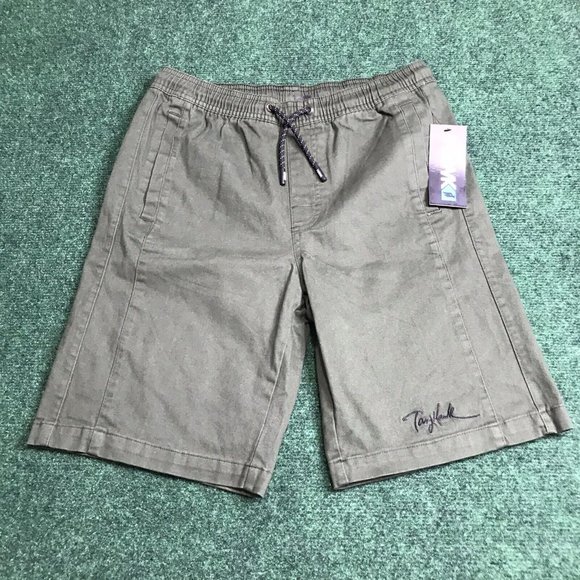 Men’s Tony Hawk Elastic Waist Stretch Green Twill Chino Skate Beach Shorts Sz S - Picture 1 of 7